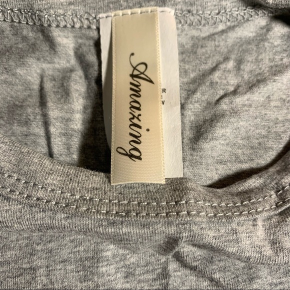 Heather Gray Shoulder Pad Mini T-Shirt Dress NWOT - Picture 11 of 11